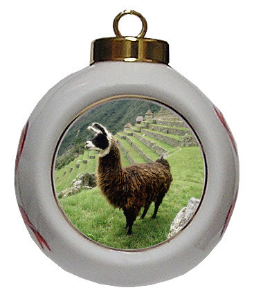 Llama Porcelain Ball Christmas Ornament