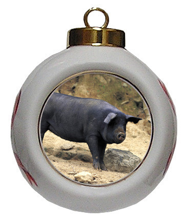 Pig Porcelain Ball Christmas Ornament