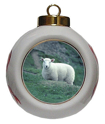 Sheep Porcelain Ball Christmas Ornament