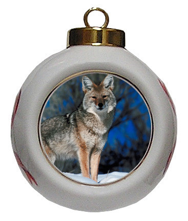 Coyote Porcelain Ball Christmas Ornament