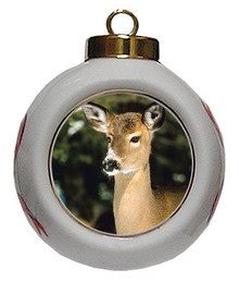 Deer Porcelain Ball Christmas Ornament