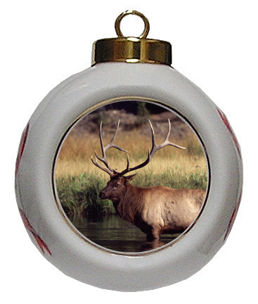 Elk Porcelain Ball Christmas Ornament