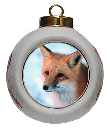 Fox Porcelain Ball Christmas Ornament