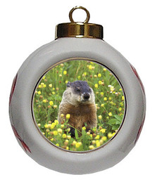 Groundhog Porcelain Ball Christmas Ornament