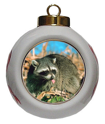 Raccoon Porcelain Ball Christmas Ornament
