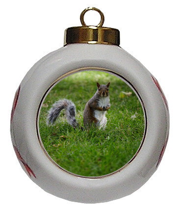 Squirrel Porcelain Ball Christmas Ornament