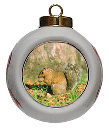 Squirrel Porcelain Ball Christmas Ornament