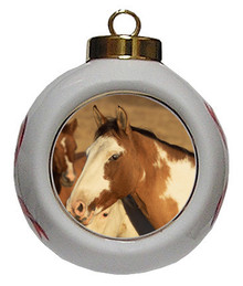 Horse Porcelain Ball Christmas Ornament