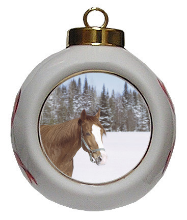 Horse Porcelain Ball Christmas Ornament