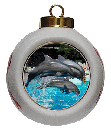 Dolphin Porcelain Ball Christmas Ornament