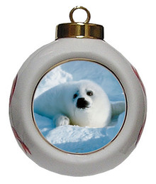 Seal Porcelain Ball Christmas Ornament