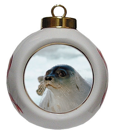 Seal Porcelain Ball Christmas Ornament