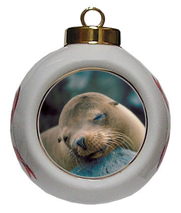 Sea Lion Porcelain Ball Christmas Ornament