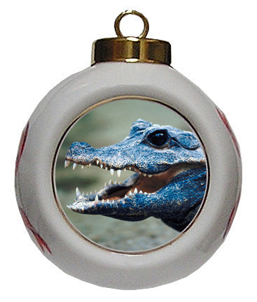 Crocodile Porcelain Ball Christmas Ornament
