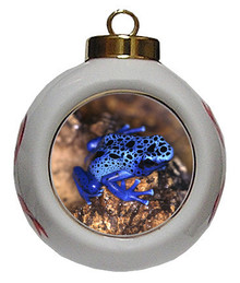 Blue Frog Porcelain Ball Christmas Ornament