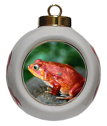 Tomato Frog Porcelain Ball Christmas Ornament