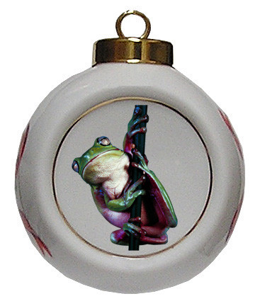 Tree Frog Porcelain Ball Christmas Ornament