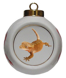 Gecko Porcelain Ball Christmas Ornament