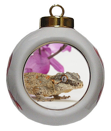 Gecko Porcelain Ball Christmas Ornament