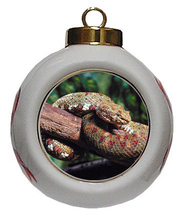Viper Snake Porcelain Ball Christmas Ornament