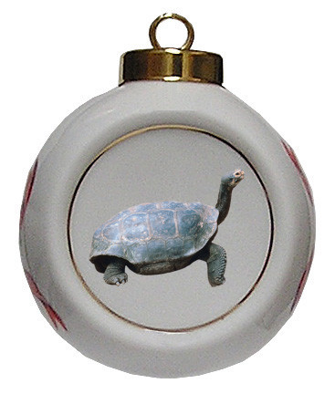 Turtle Porcelain Ball Christmas Ornament