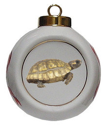 Turtle Porcelain Ball Christmas Ornament