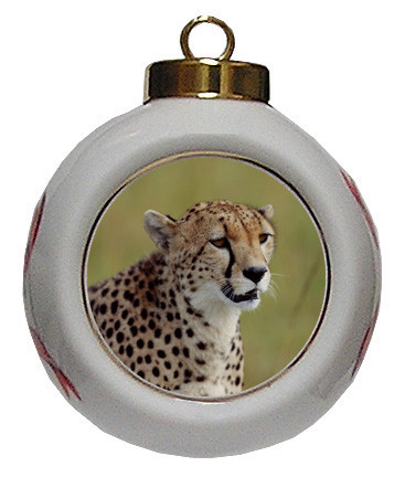 Cheetah Porcelain Ball Christmas Ornament