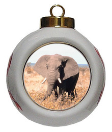 Elephant Porcelain Ball Christmas Ornament