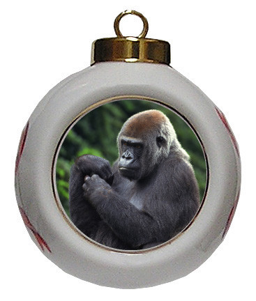 Gorilla Porcelain Ball Christmas Ornament