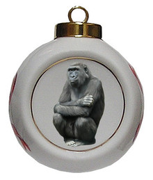 Gorilla Porcelain Ball Christmas Ornament
