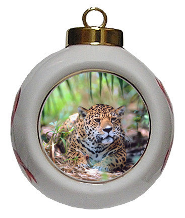 Jaguar Porcelain Ball Christmas Ornament