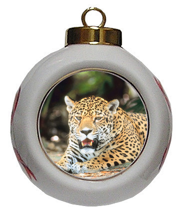 Jaguar Porcelain Ball Christmas Ornament