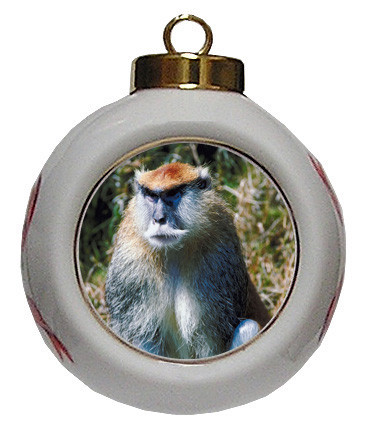 Monkey Porcelain Ball Christmas Ornament