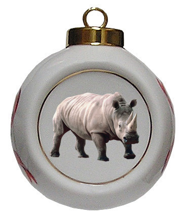Rhino Porcelain Ball Christmas Ornament