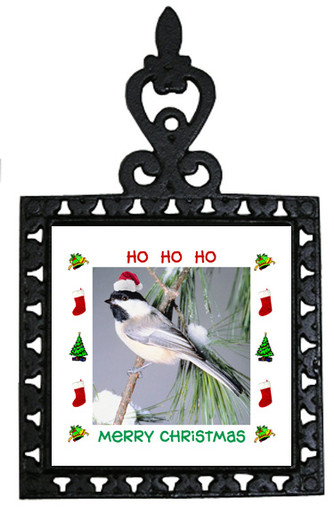 Chickadee Christmas Trivet