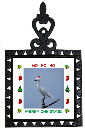 Egret Christmas Trivet