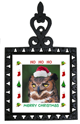 Great Horned Owl Christmas Trivet