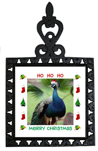 Peacock Christmas Trivet