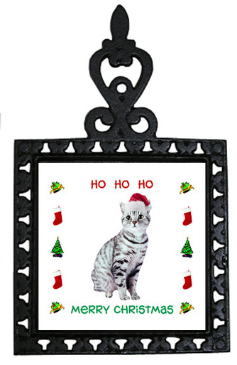 American Shorthair Cat Christmas Trivet