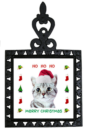 American Shorthair Cat Christmas Trivet