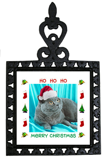 British Shorthair Cat Christmas Trivet