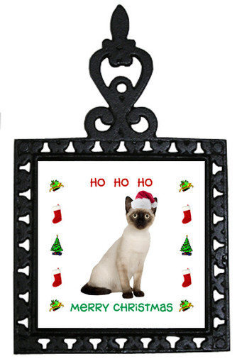 Siamese Cat Christmas Trivet