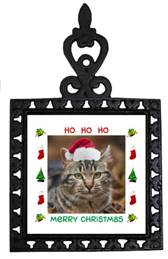 Tabby Cat Christmas Trivet