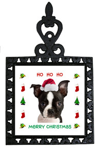 Boston Terrier Christmas Trivet
