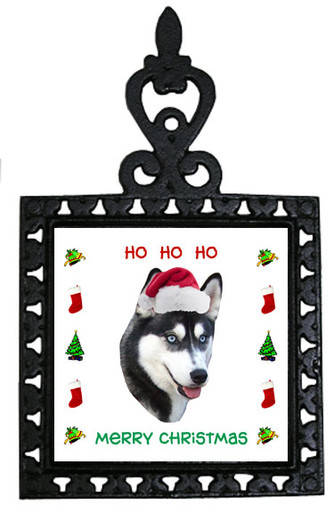 Siberian Husky Christmas Trivet
