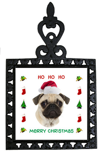 Pug Christmas Trivet
