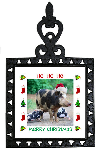 Pig Christmas Trivet