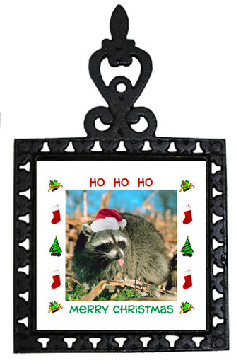 Raccoon Christmas Trivet