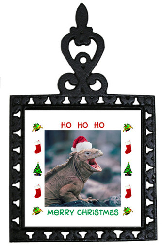 Iguana Christmas Trivet