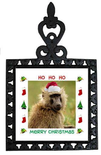 Baboon Christmas Trivet